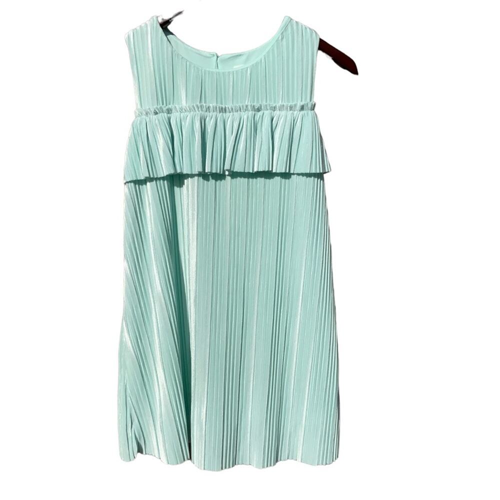 Cat & Jack Pastel mint green pleated velour girls dress size 7/8